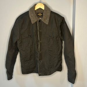 The Ironside Waxed Sherpa Fleece Jacket 12oz - olive